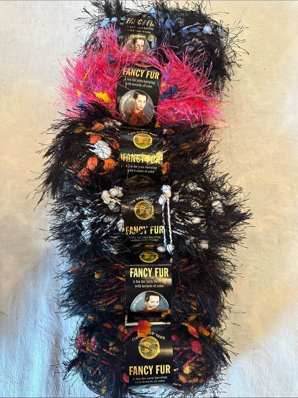 Yarn Bundle Fancy Fur Eyelash Festive Faux Fur Party Trim Black Colorful